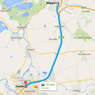 kaart Zwolle-Meppel